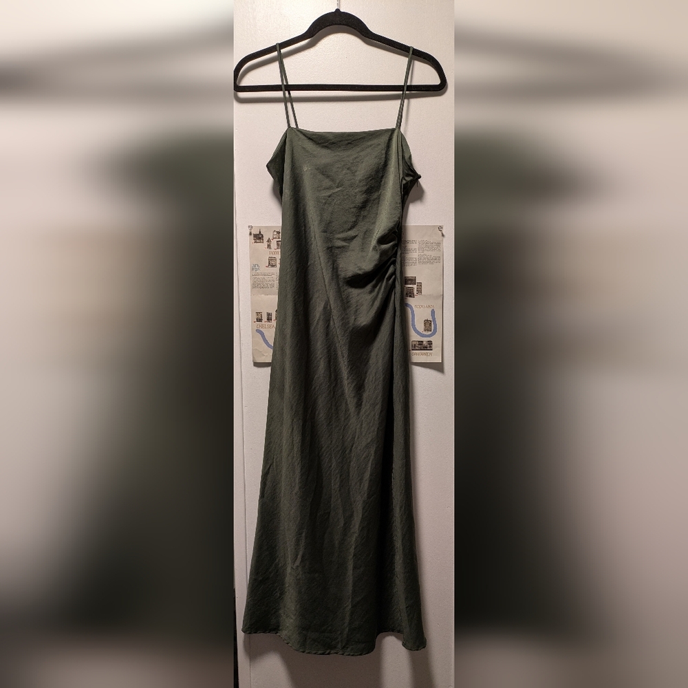 Zara Elegant Green Slip Dres Medium